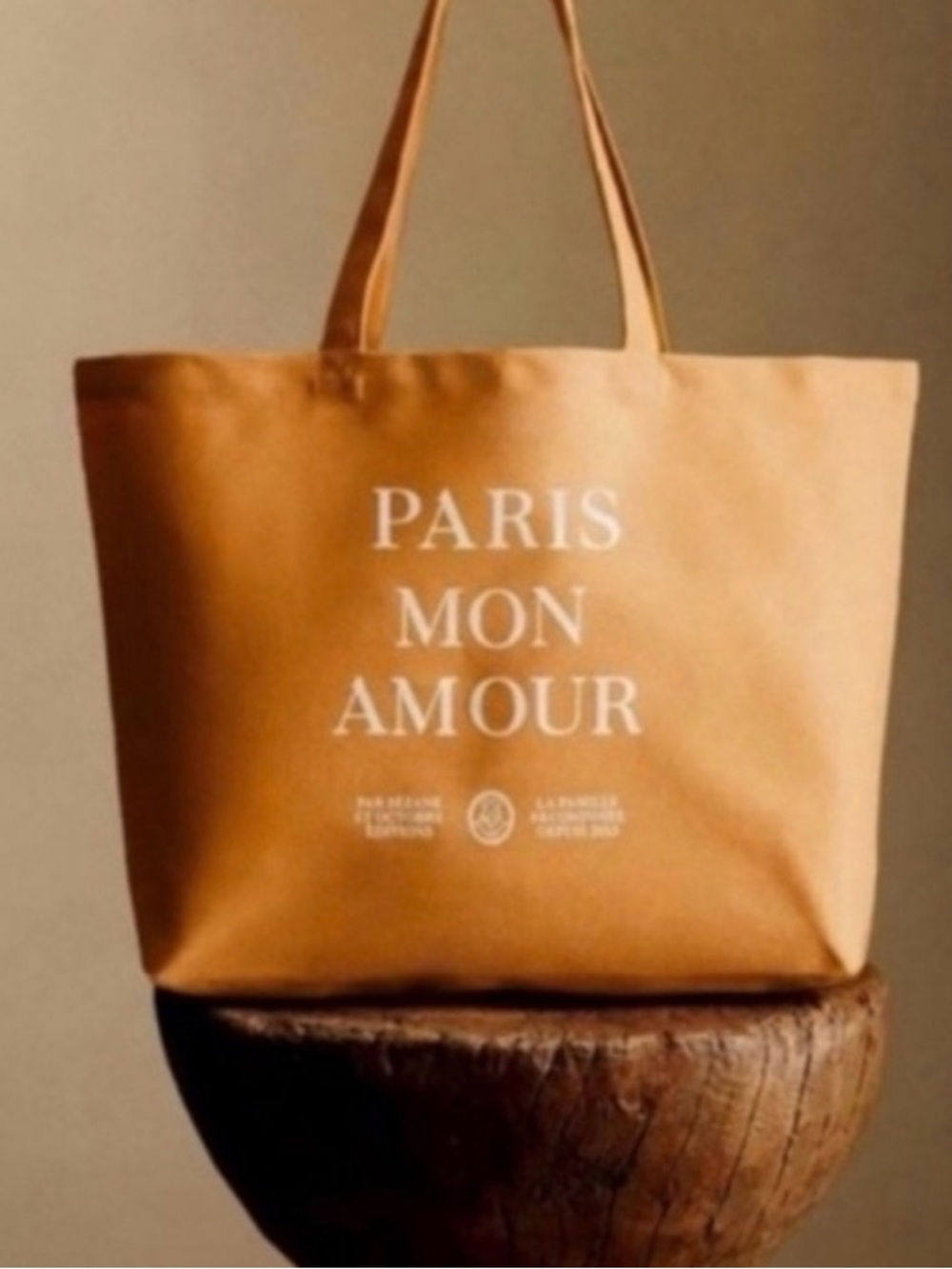 NWOT Sezane Tan 'Paris Mon Amour' Canvas Tote